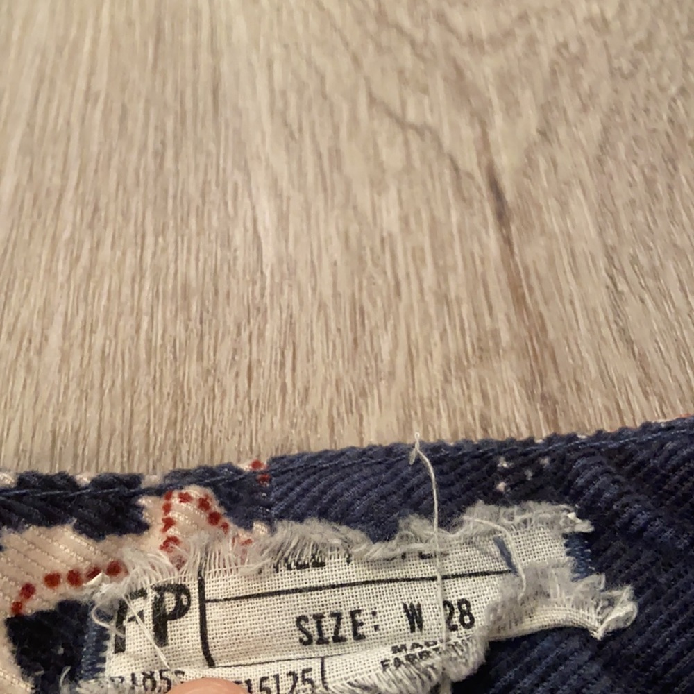 Free People Navy Floral Corduroy Pants - Picture 2 of 3